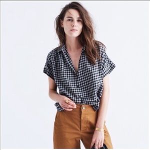 Madewell Central Gingham Check Courier Black Sz S